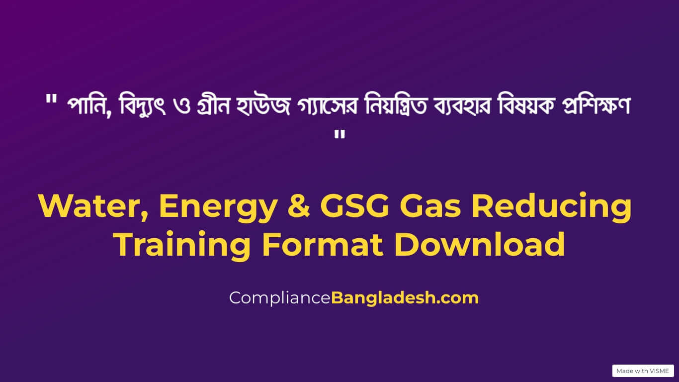 Water, Energy & GSG Gas Reducing Training Format Download