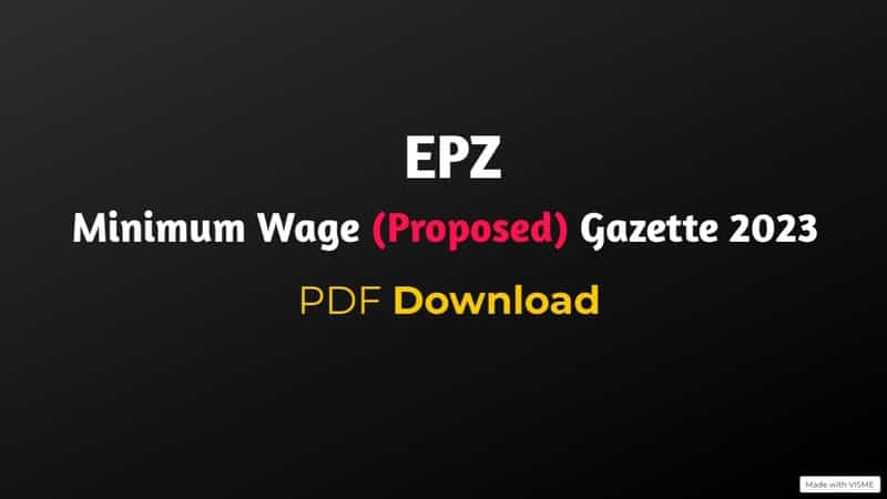 EPZ Minimum Wage (Proposed) Gazette 2023 | PDF Download