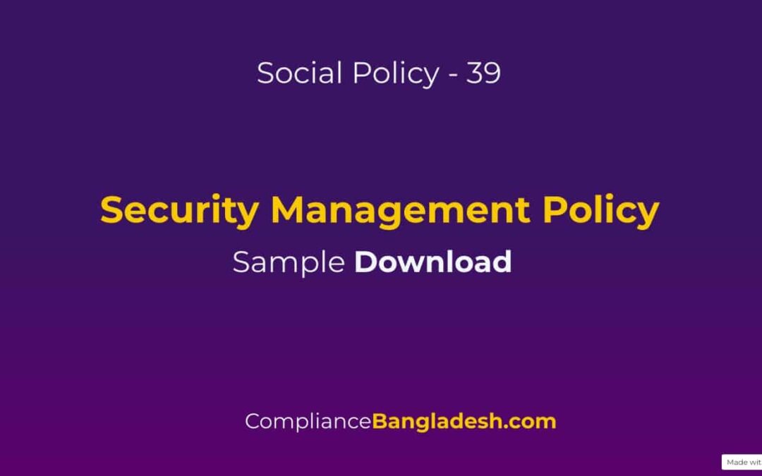 Security Management Policy Download | Policy No 39