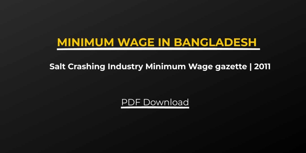 Salt Crashing Industry Minimum Wage gazette | PDF Download